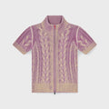 Diesel Short Sleeve Zip Cable Knit Cardigan - Beige / Violet