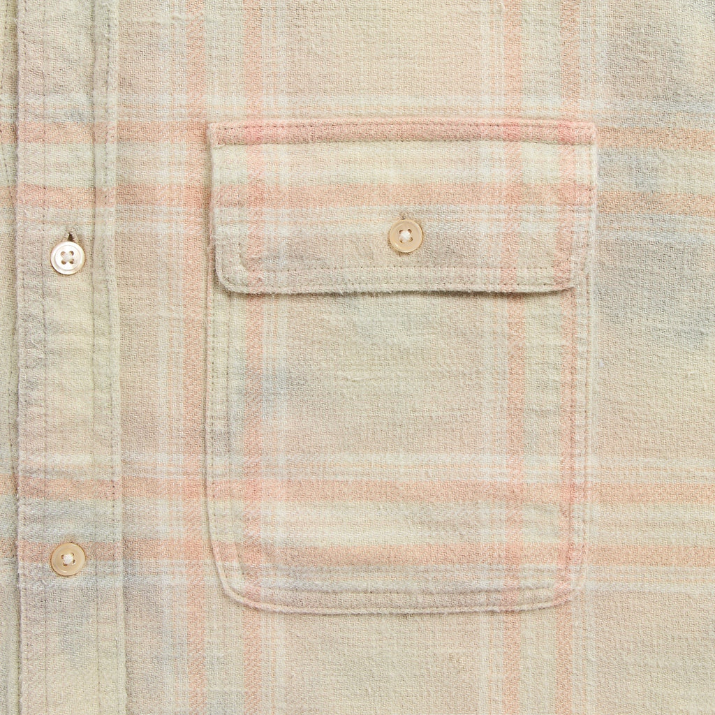 R13 Cropped Work Shirt - Pale Blue Plaid
