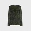 Oseree Animalier Kaftan Dress - Green / Black