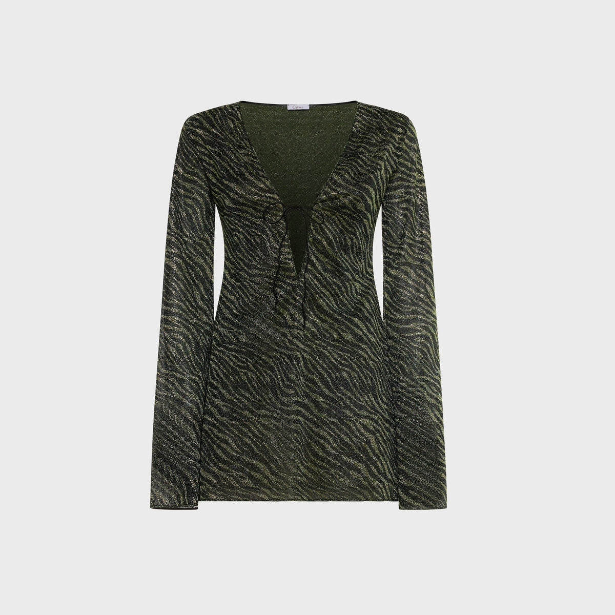 Oseree Animalier Kaftan Dress - Green / Black