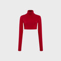 Siedres Georgie Long Sleeve Cropped Turtleneck Top - Red