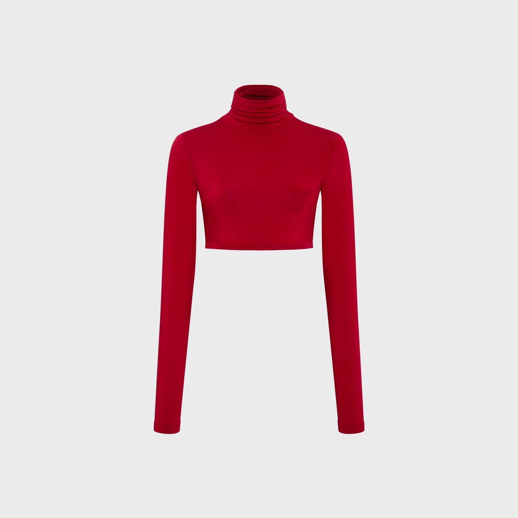 Siedres Georgie Long Sleeve Cropped Turtleneck Top - Red