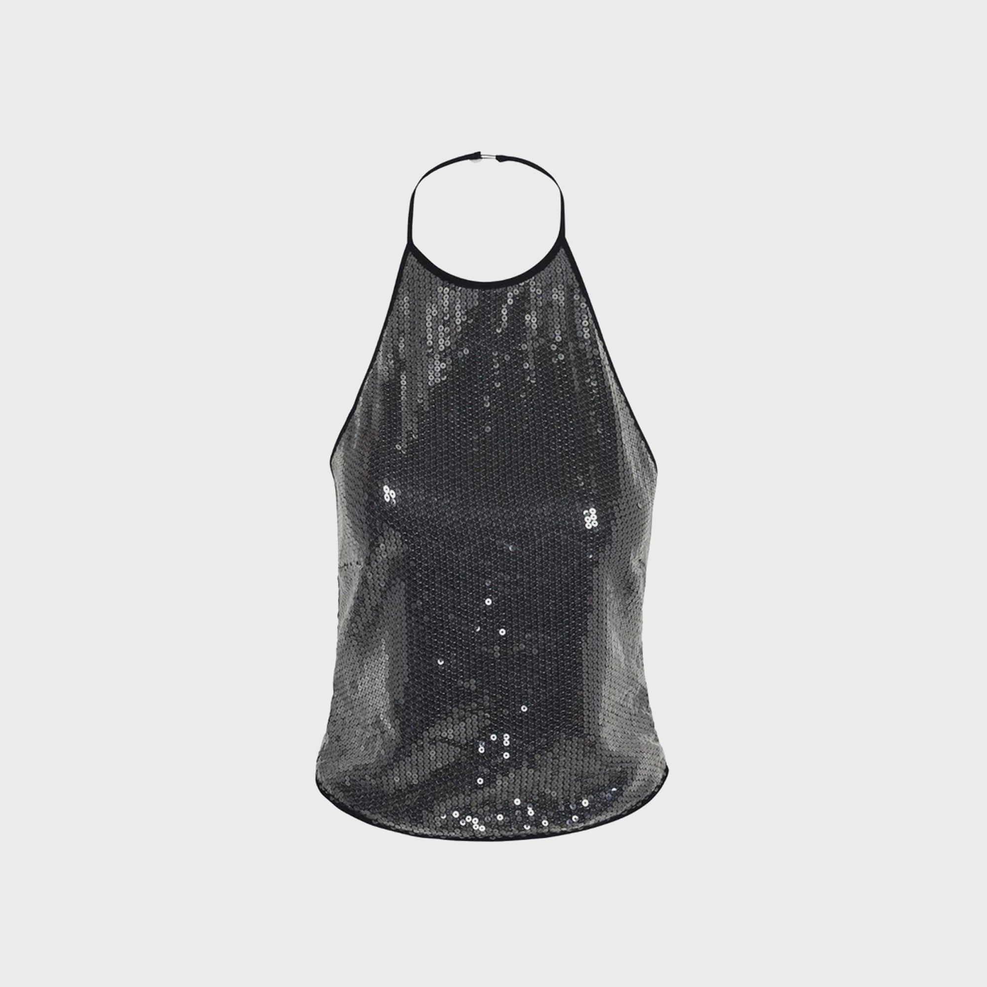 Miaou Natalia Sequin Top - Black