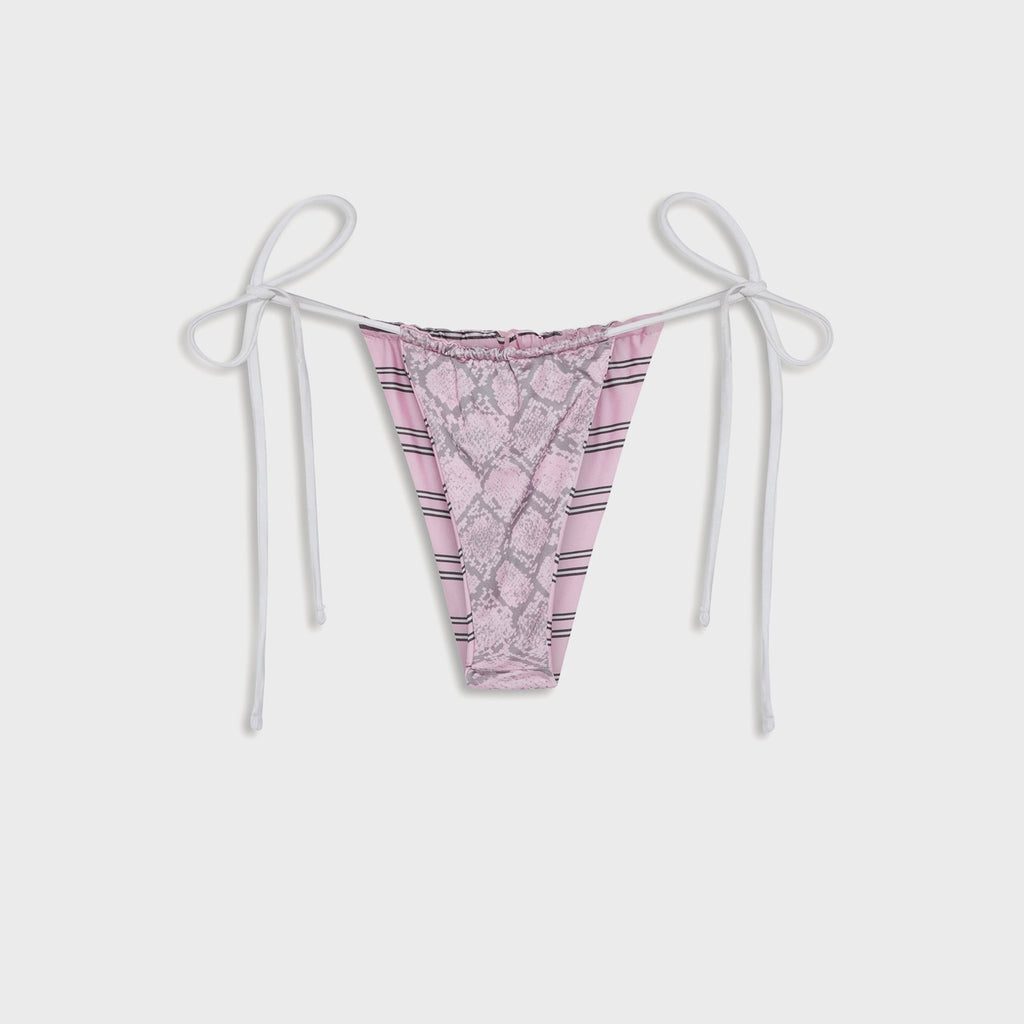 Frankies Bikinis Reversible Tia Satin Bottom - Pink Stripe