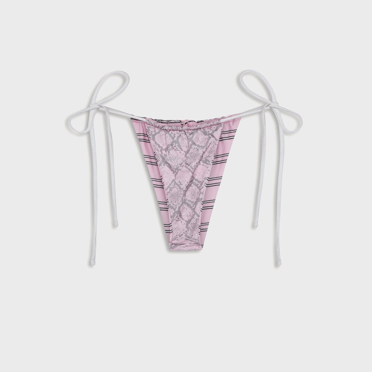 Frankies Bikinis Reversible Tia Satin Bottom - Pink Stripe