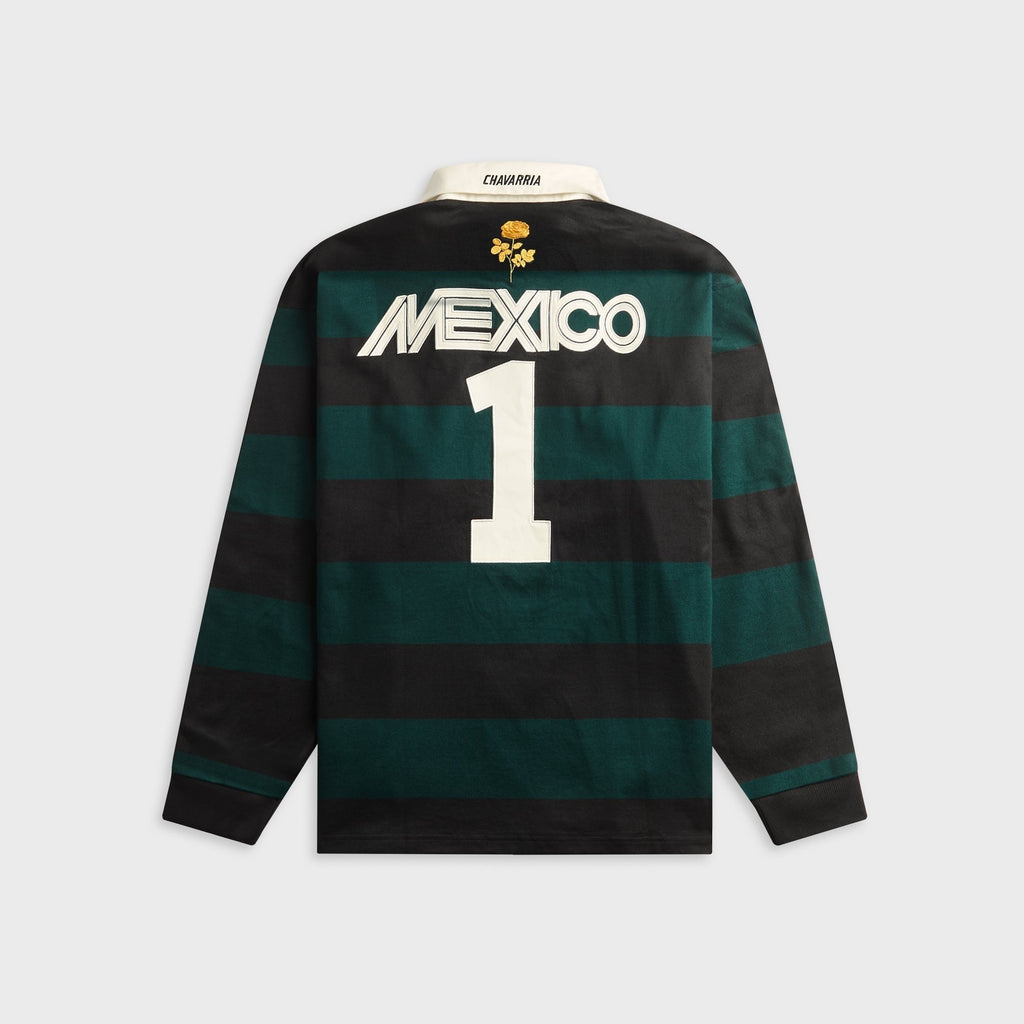 adidas x Willy Chavarria Long Sleeve Rugby Shirt - Black / Aurora Ivy