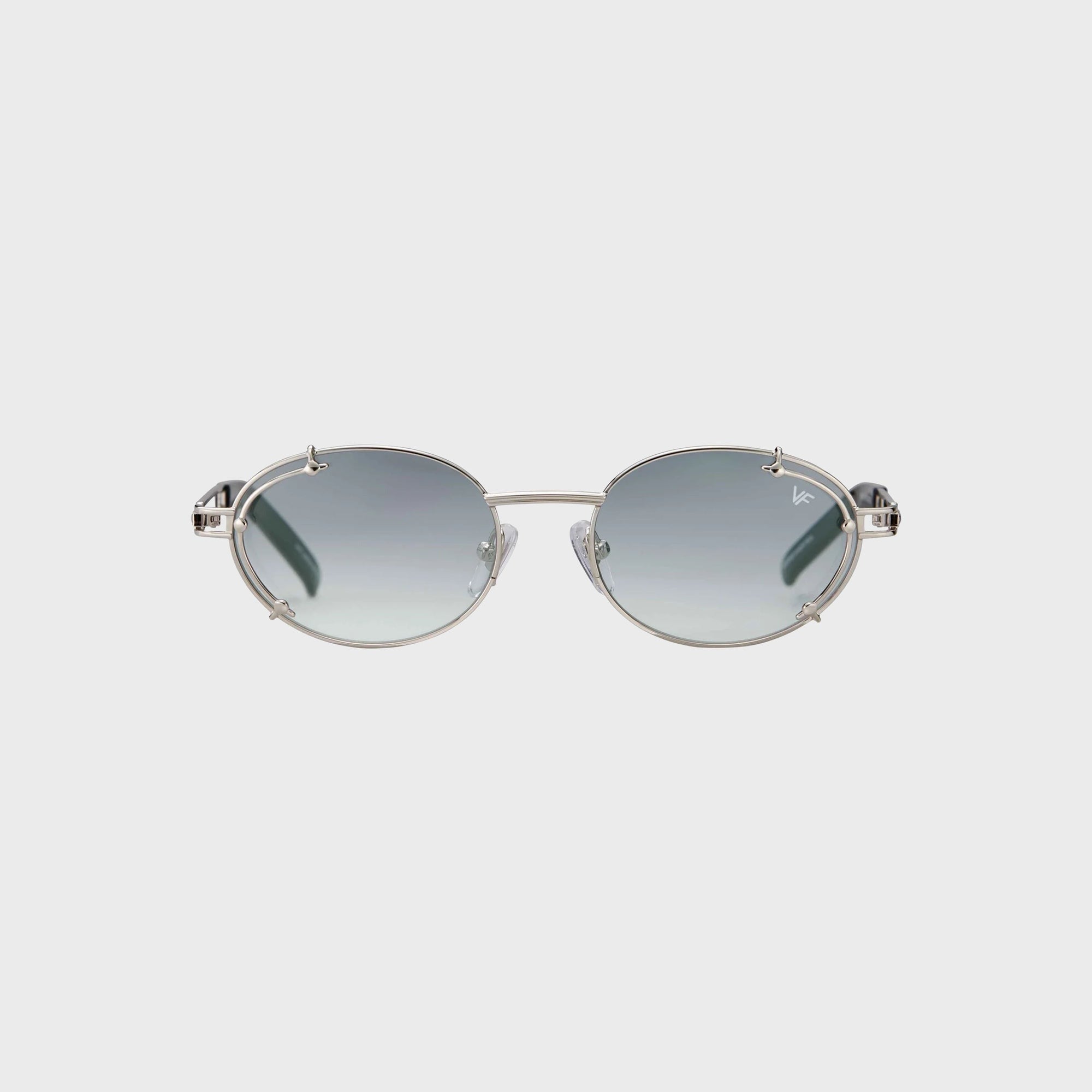 Vintage Frames Knowledge 24KT White Gold Sunglasses - Charcoal Gradient