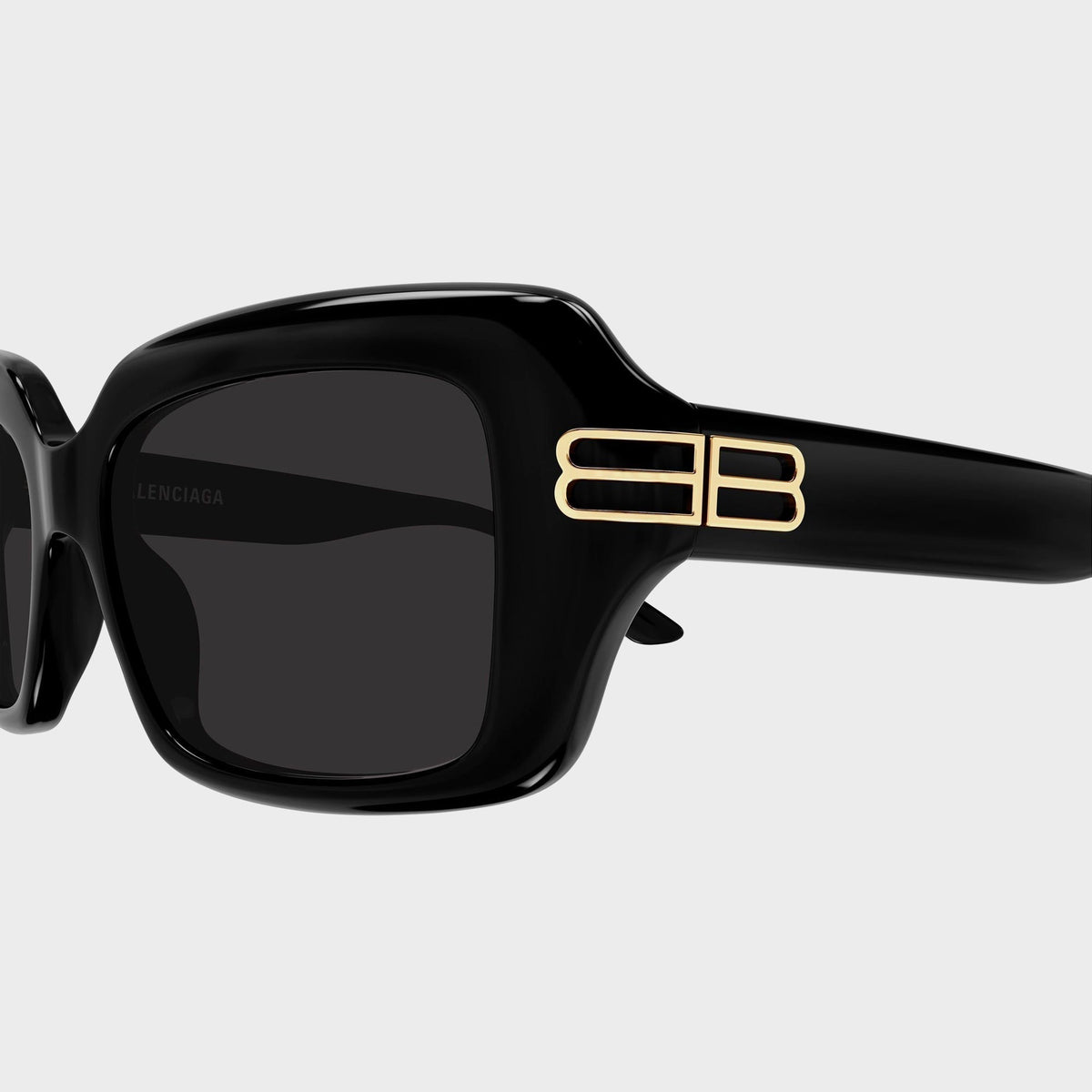 Balenciaga Full Rim Square Sunglasses - Black / Grey