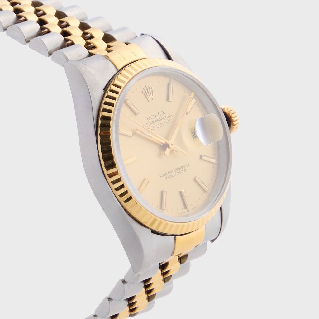 Wind Vintage Rolex Two-Tone Champagne Dial Datejust Reference 16233 Unpolished - Silver / Gold