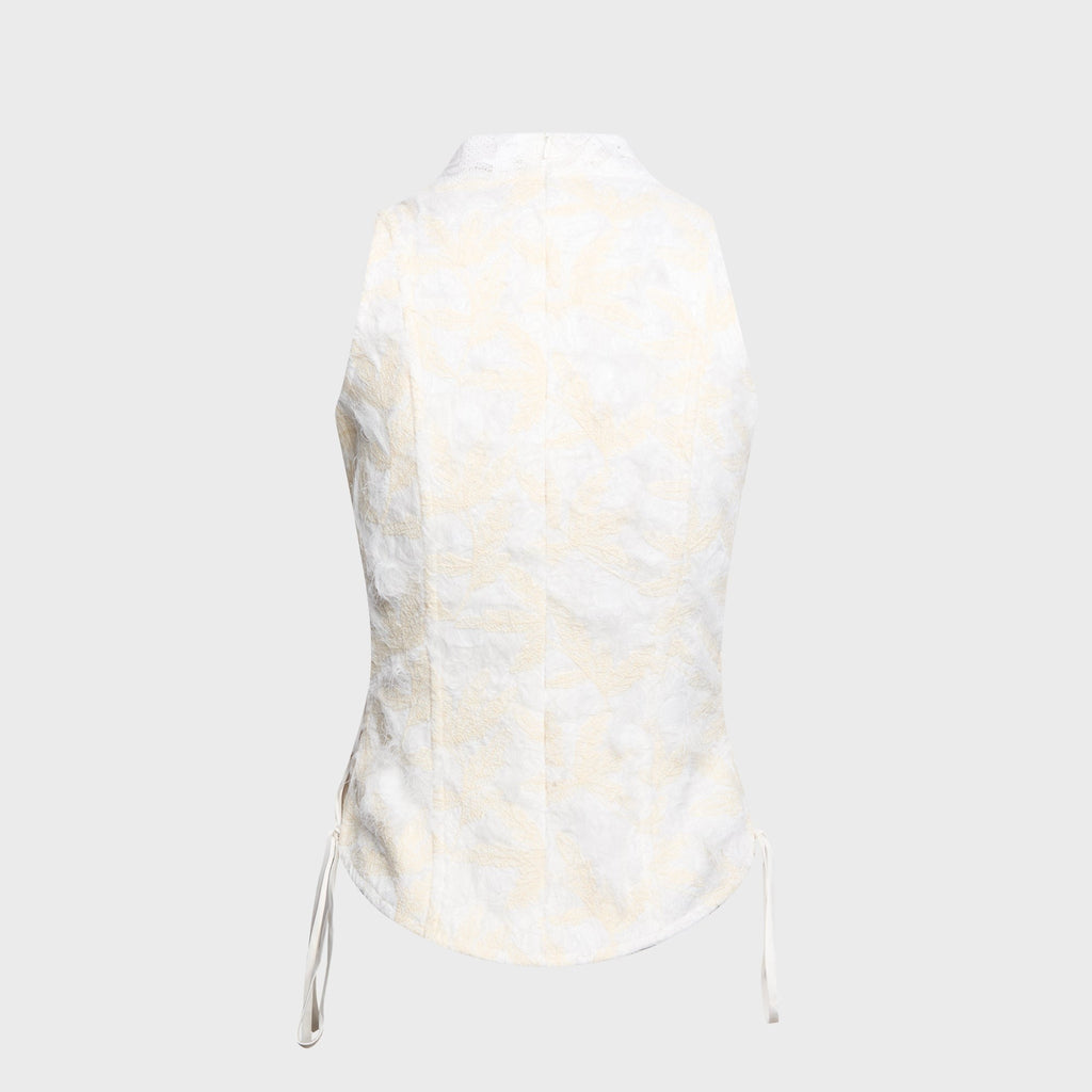 Kim Shui Ana Lace Up Halter Corset - White