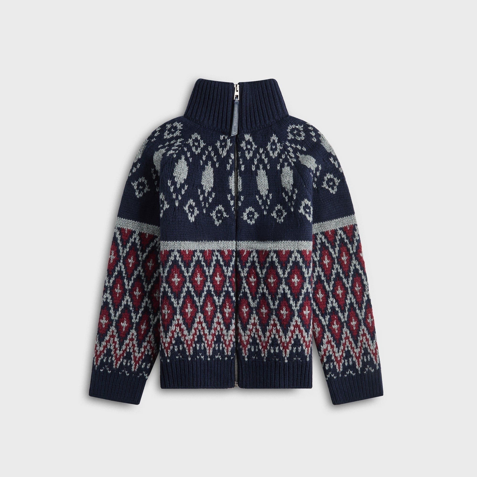 Loewe Zip Up Cardigan - Navy Blue / Grey