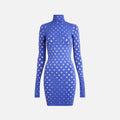 Maisie Wilen Perforated Turtleneck Dress - Navy