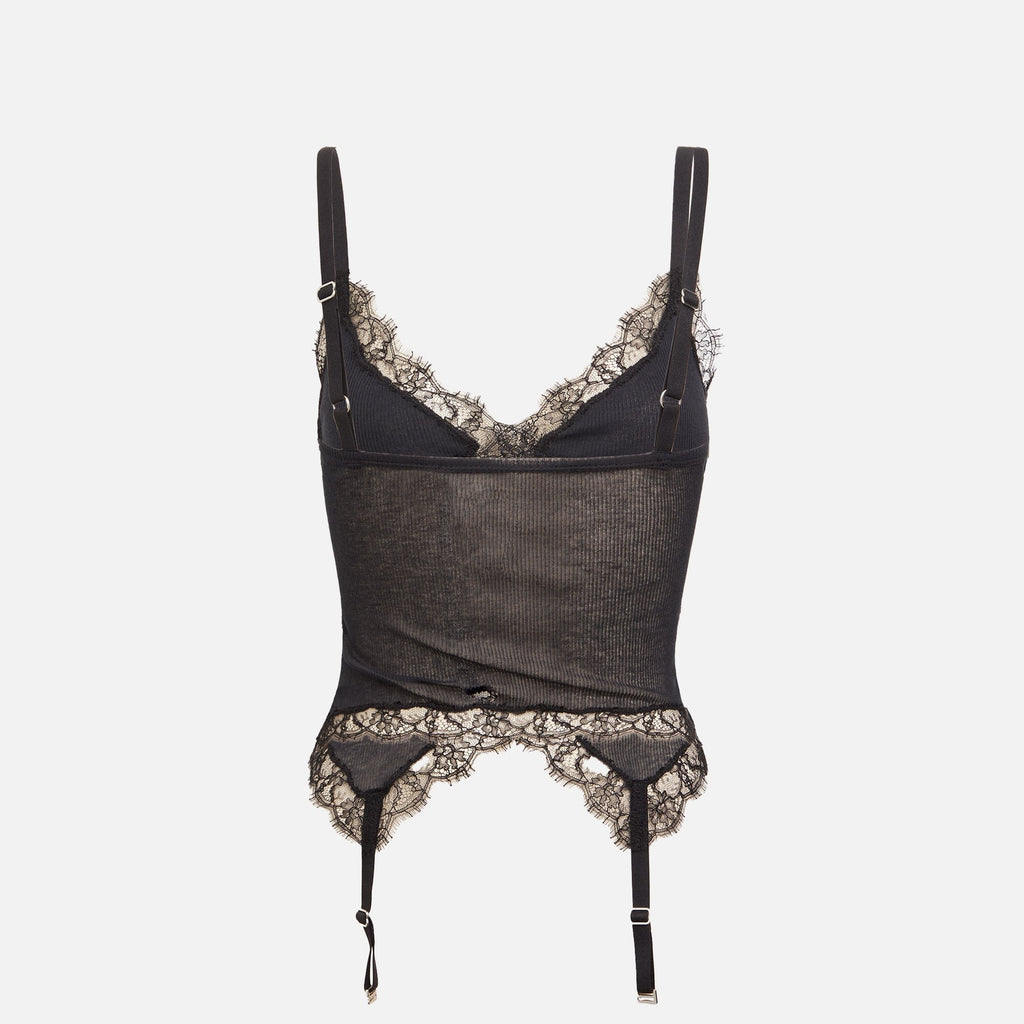Dion Lee Lace Rib Garter Tank - Black