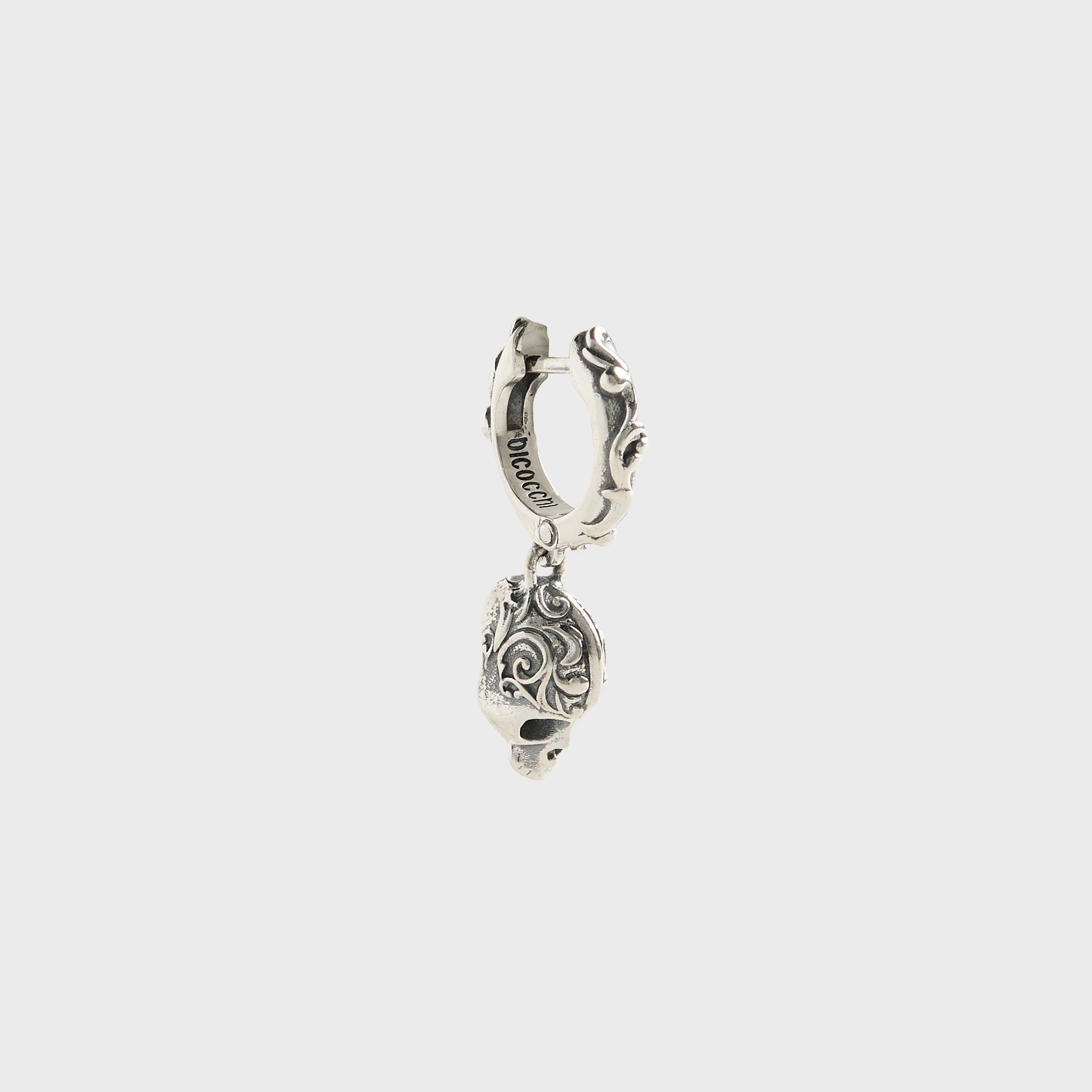 Emanuele Bicocchi Flourish Skull Earring - Silver