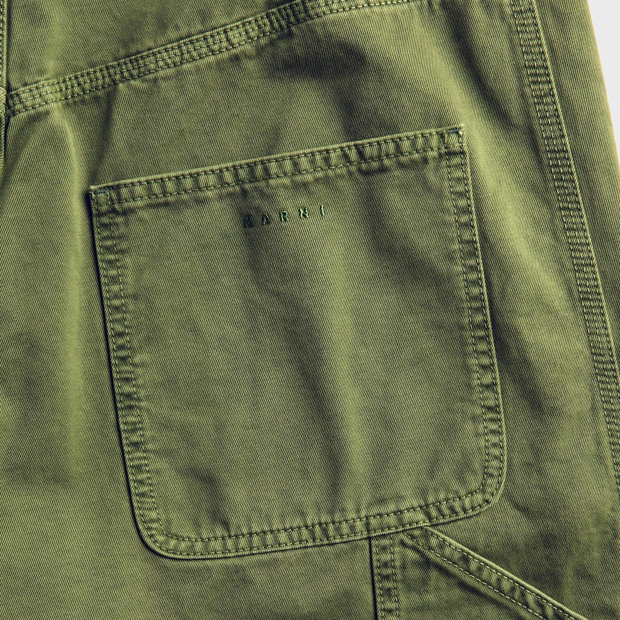 Marni Cotton Loose Workwear Trouser - Garden Green