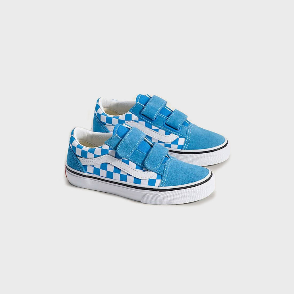 VANS PS Old Skool V Checkerboard Shoe - Bright Azure Blue
