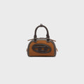 Diesel 1DR Dome Suede and Grainy PU Small Bowling Bag - Brown