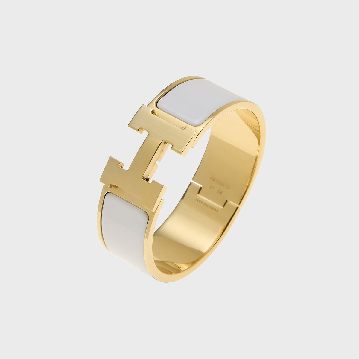 WGACA Hermes Enamel Gold Clic Clac H Wide Bracelet - Gold