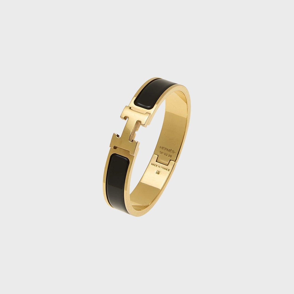 WGACA Hermes Clic H Bracelet Narrow - Black / Gold