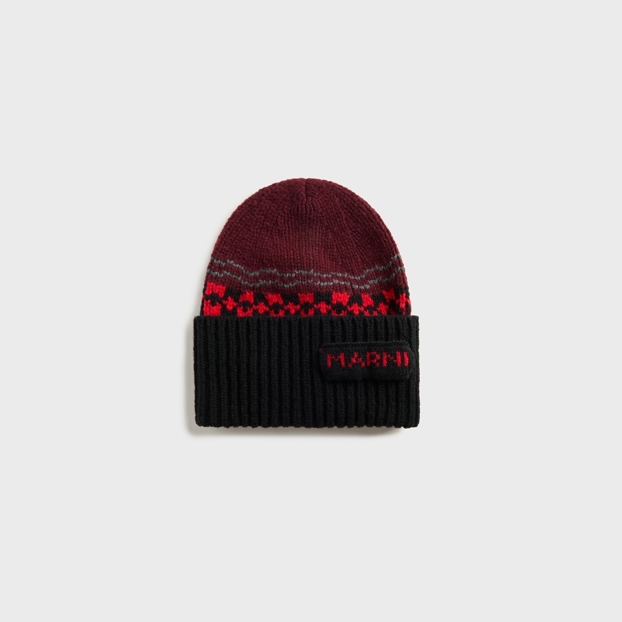 Marni Knit Wool Beanie - Black / Red