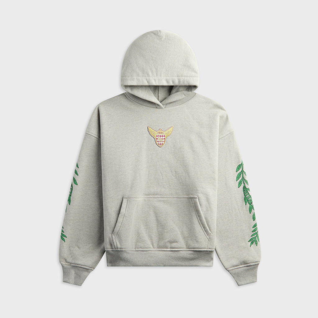Rhude Tripoli Rally Team Zip-Up Hoodie - Heather Grey / Green / Blue