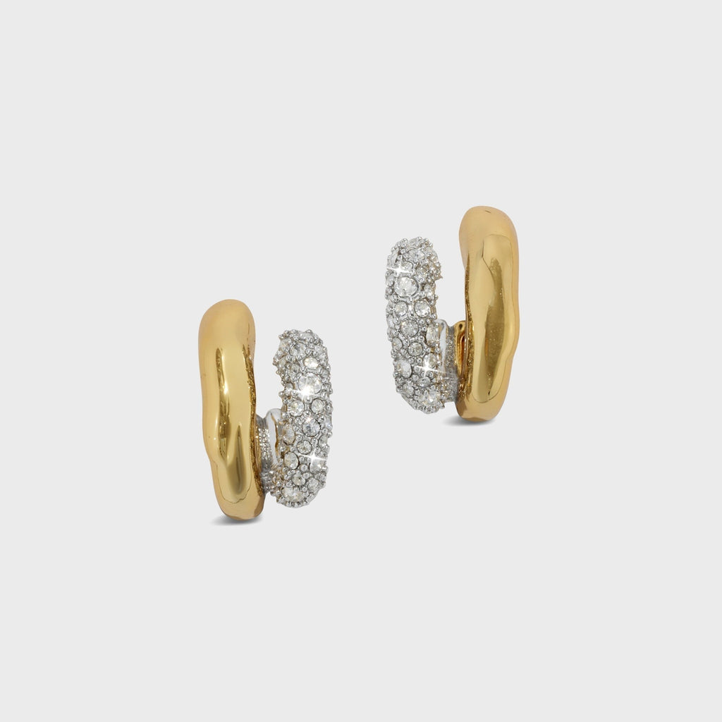 Alexis Bittar Solanales Crystal Double Hoop Earrings - Gold / Silver