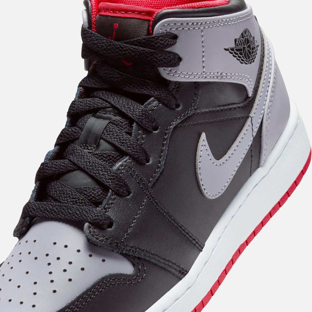 Jordan GS Air Jordan 1 Mid - Black / Cement Grey / Fire Red / White