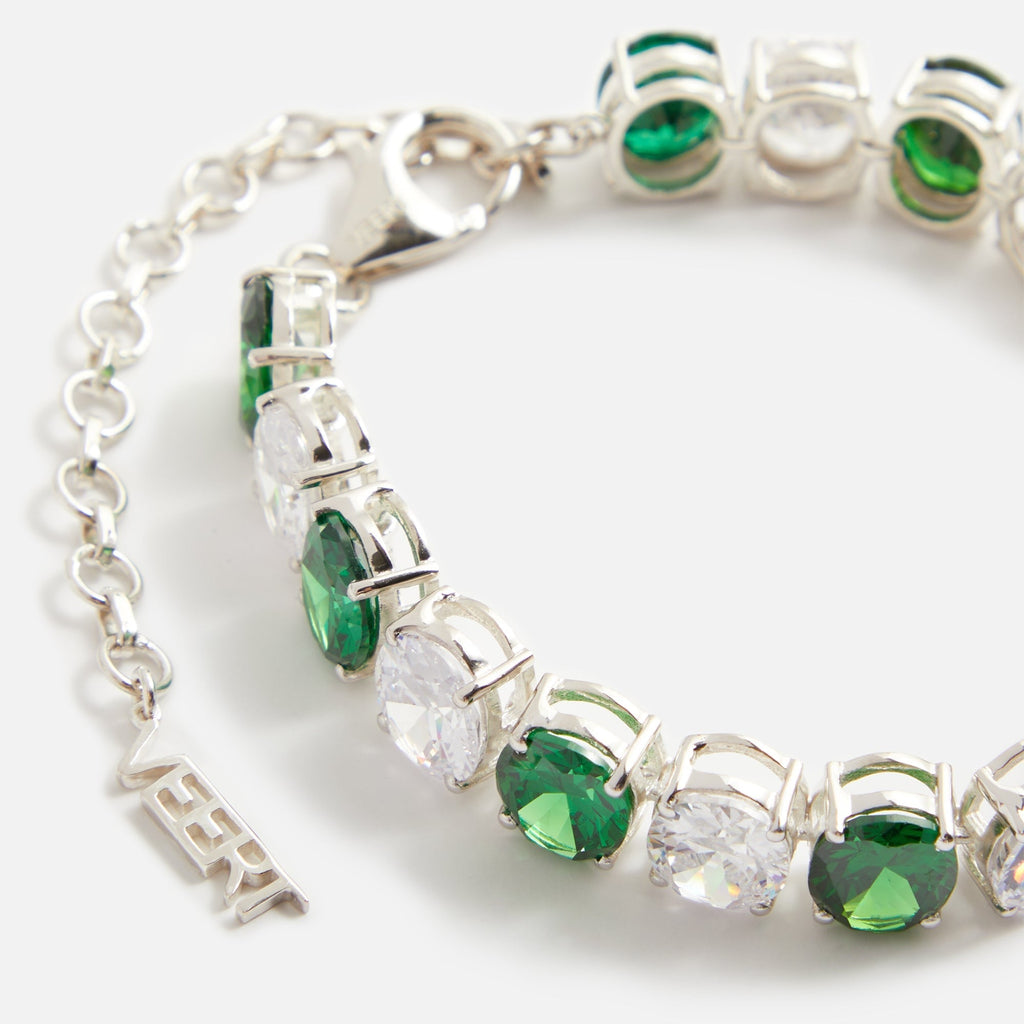 VEERT The Clear and Green Tennis Bracelet - White Gold