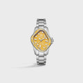 LAARVEE Silver Precision Steel Watch - Yellow Ceramic Bezel / Yellow Dial