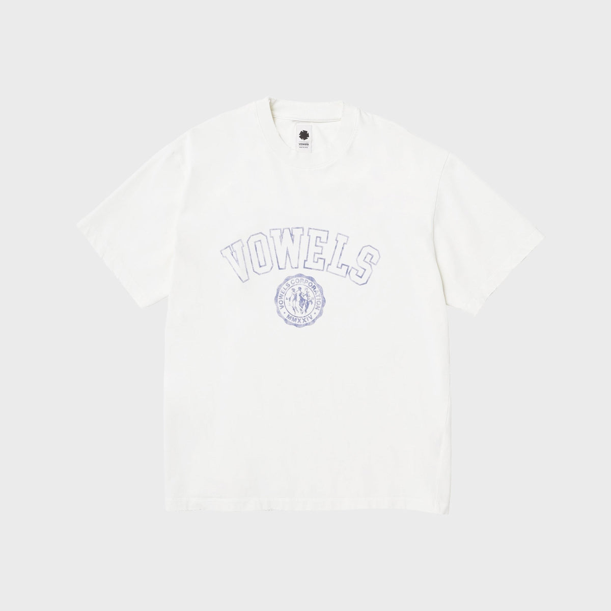 vowels Faded Collegiate Tee - White
