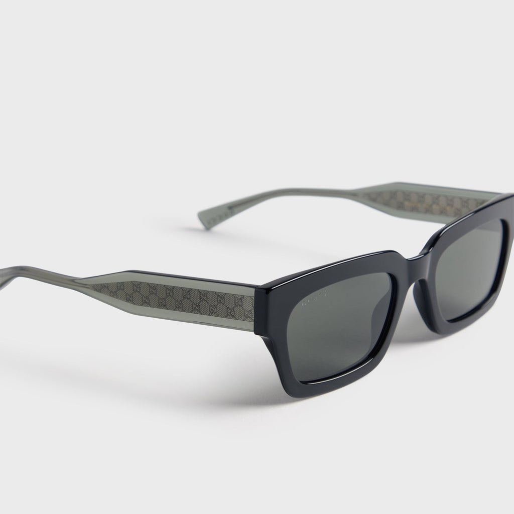 Gucci GG2069S Acetate Rectangle Sunglasses - Black / Grey