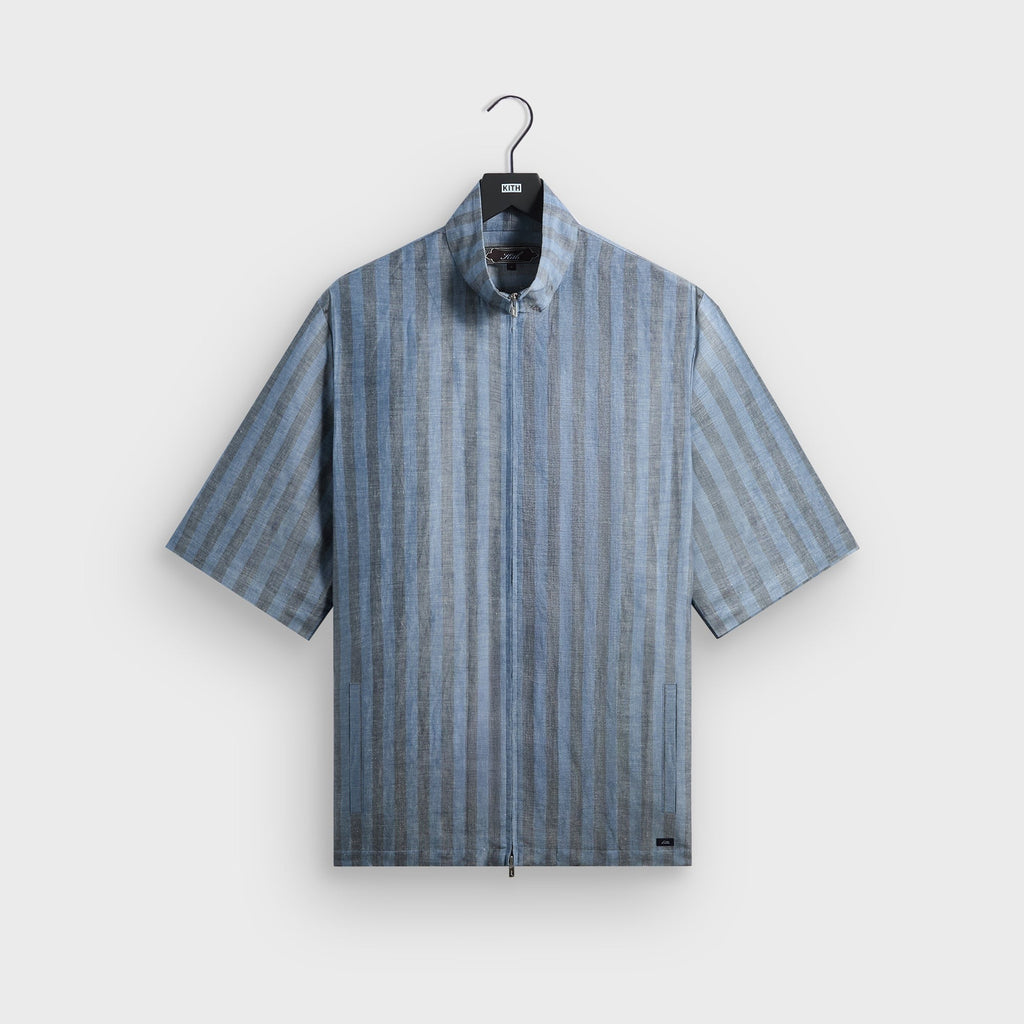 Kith Spun Silk Linen Stripe Colton Zip Front Shirt - Guide