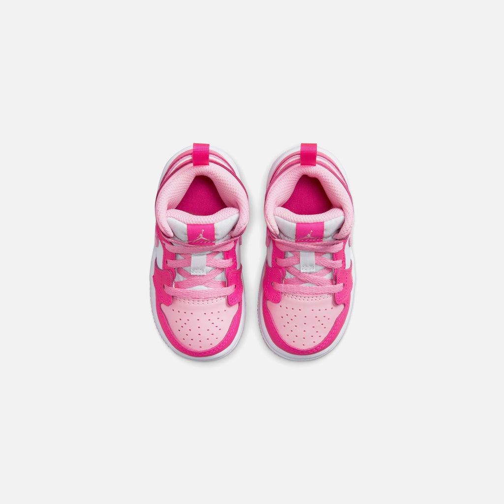 Nike TD Air Jordan 1 Mid - White / Med Soft Pink / Fierce Pink