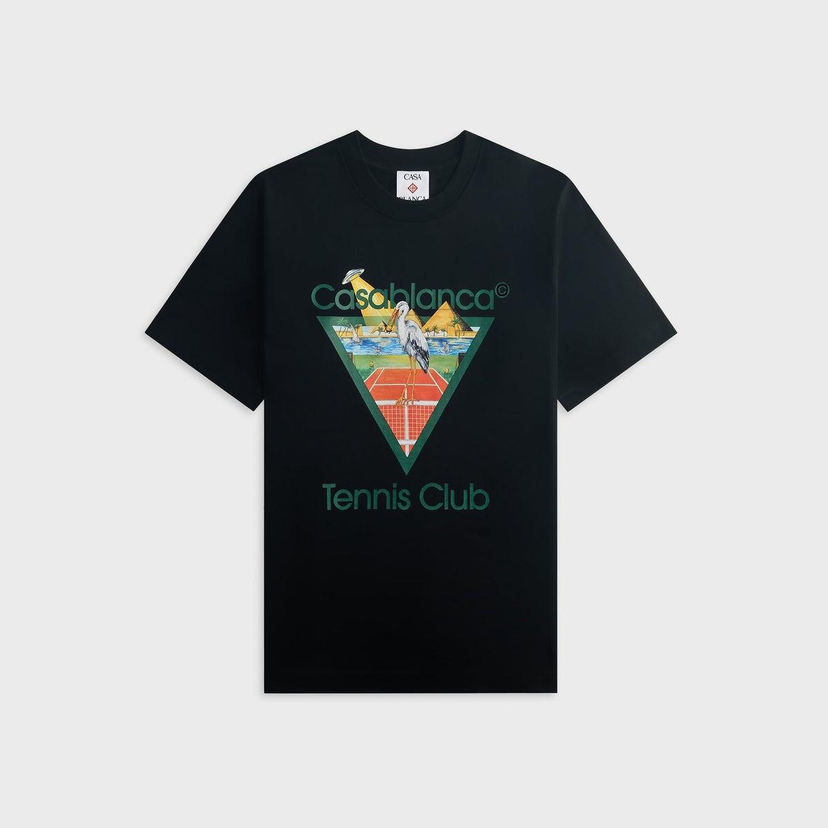 Casablanca Tennis Club Icon Pyramid Abduction Short Sleeve Tee - Black