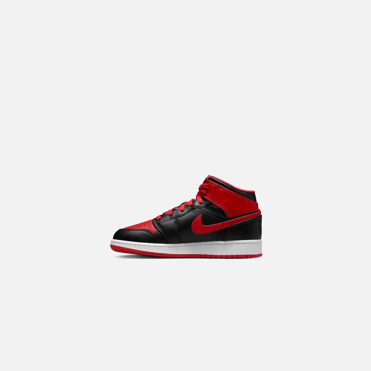Jordans GS Air Jordan 1 Mid - Black / Fire Red / White