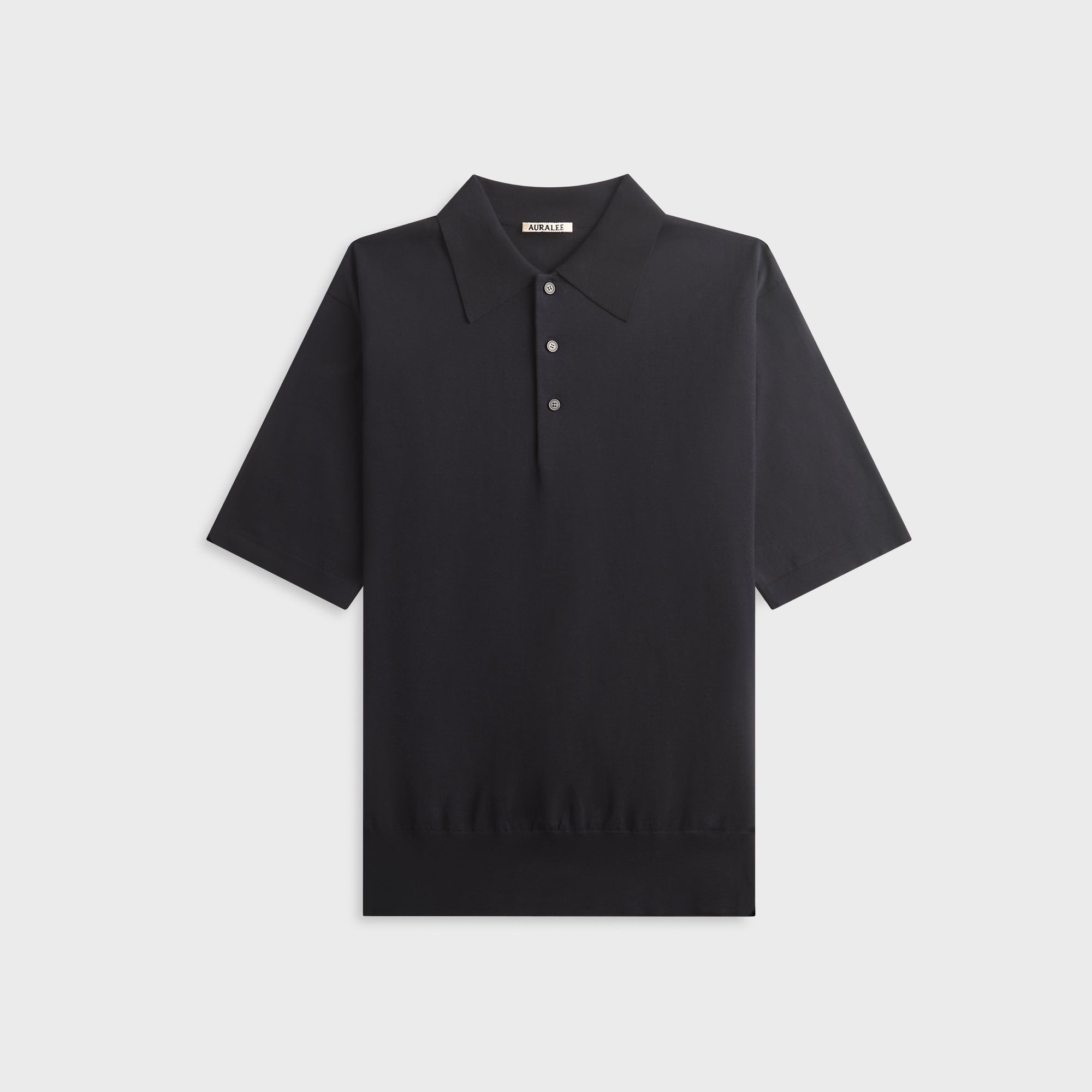 Auralee Giza High Gauge Knit Polo - Dark Navy