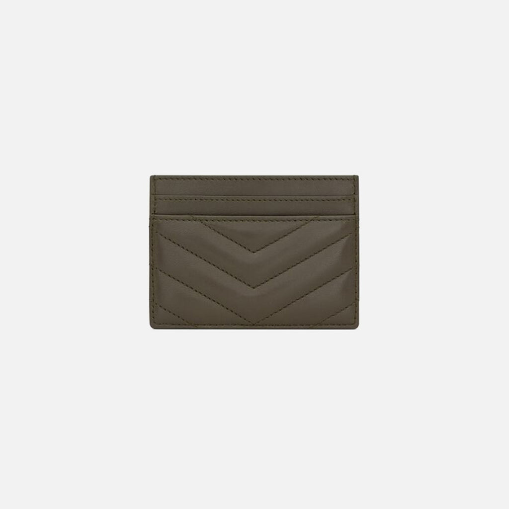 Saint Laurent Nappa Matelasse Credit Card Case - Light Musk