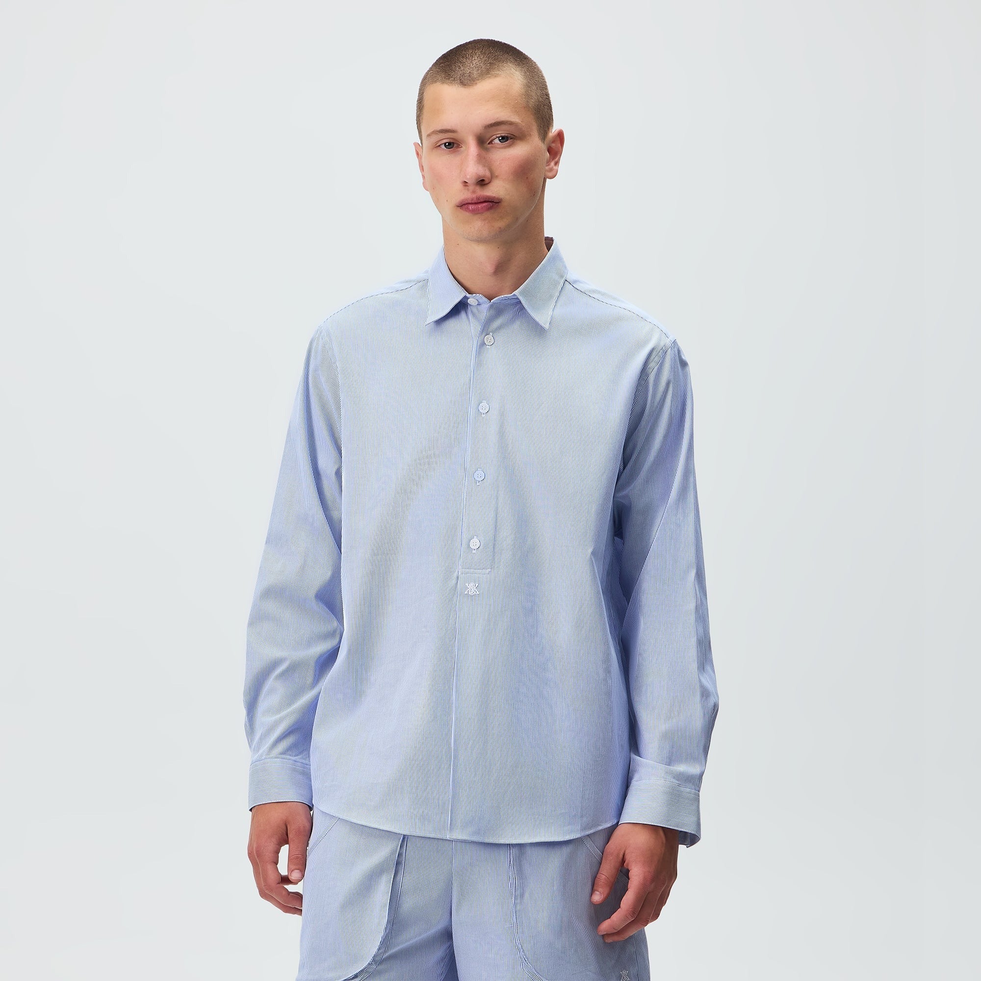 Kith Textured Microstripe Ian Popover Shirt - Marina