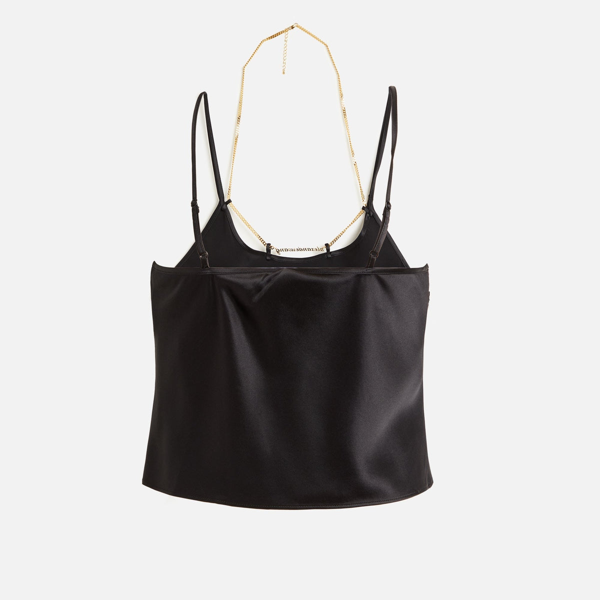 Alexander Wang Cami Slip Top with Gold Nameplate - Black