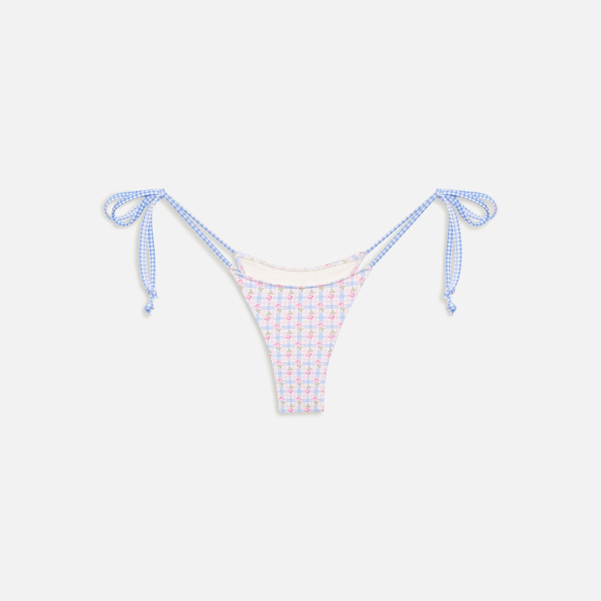 Frankies Bikinis Divine Plaid Skimpy Bikini Bottom - Rose Picnic