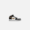 Nike GS Air Jordan 1 Mid SE - Black / Metallic Gold / White