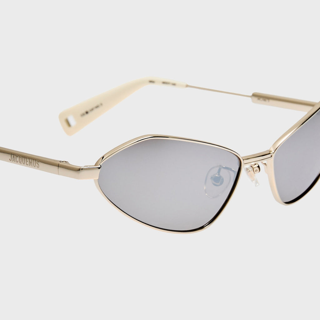 Jacquemus Bambino Angular Metal Sunglasses - Metal Silver / Matt White / Silver