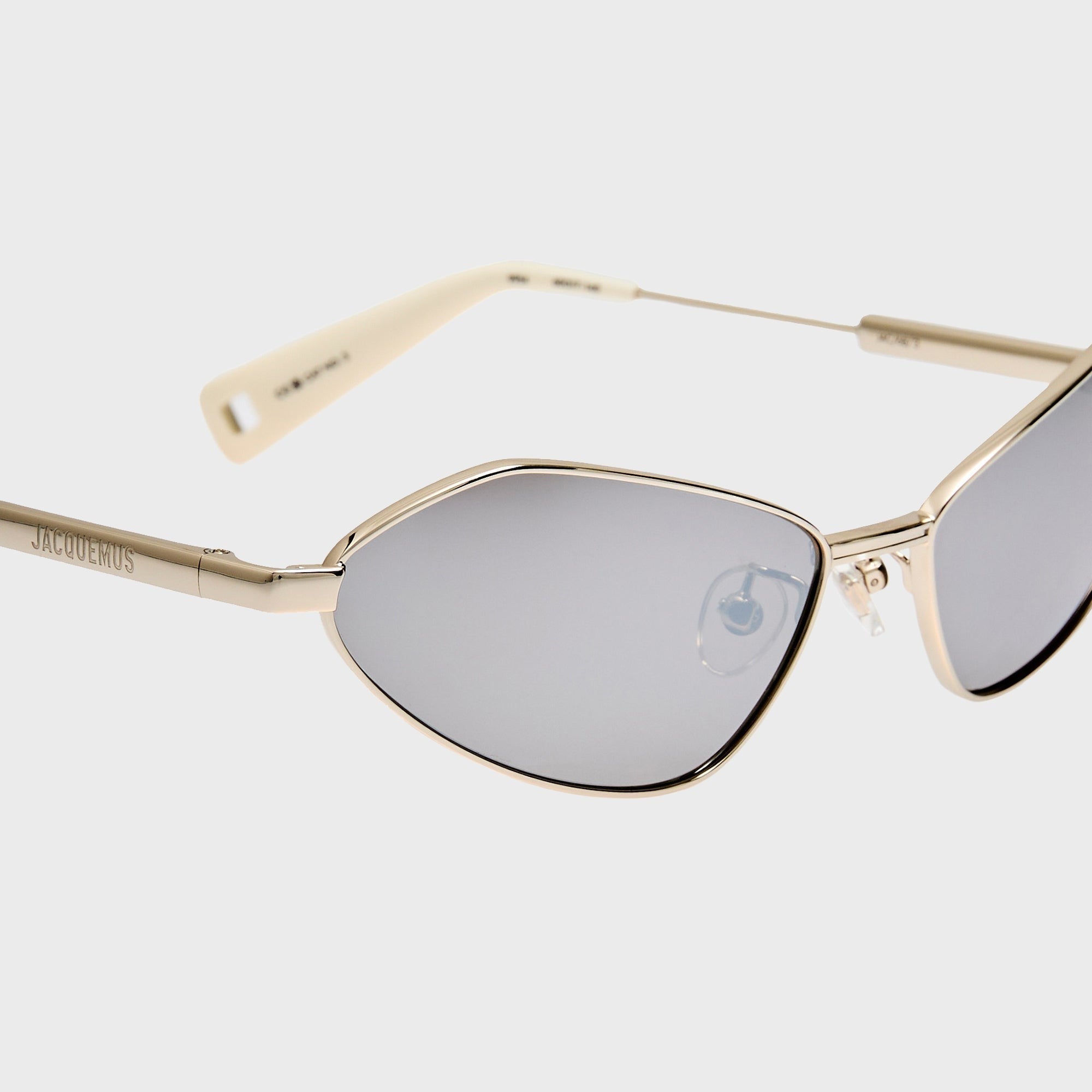 Jacquemus Bambino Angular Metal Sunglasses - Metal Silver / Matt White / Silver