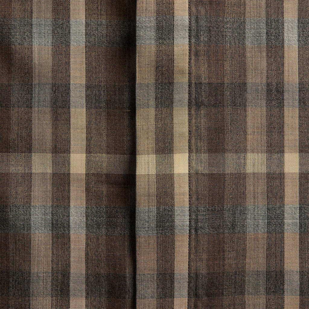 Auralee Super Fine Tropical Wool Check Short Sleeve Shirt - Brown