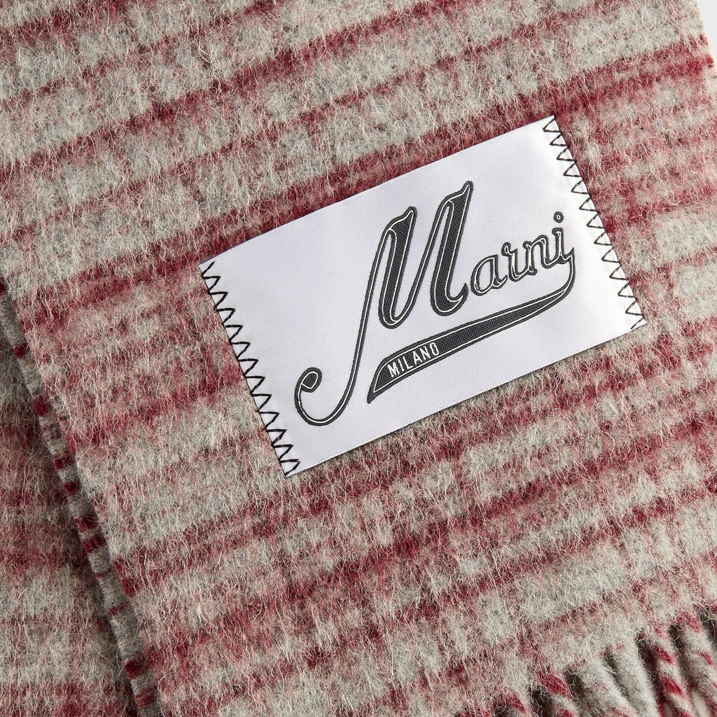 Marni Red Checked Wool Mohair Scarf - Brandy