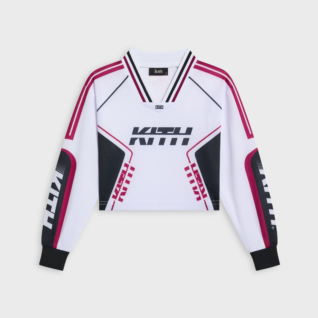 Kith Kids Moto Mesh Cropped Long Sleeve Mika Tee - White - PH