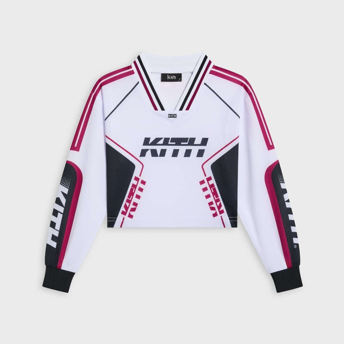 Kith Kids Moto Mesh Cropped Long Sleeve Mika Tee - White - PH