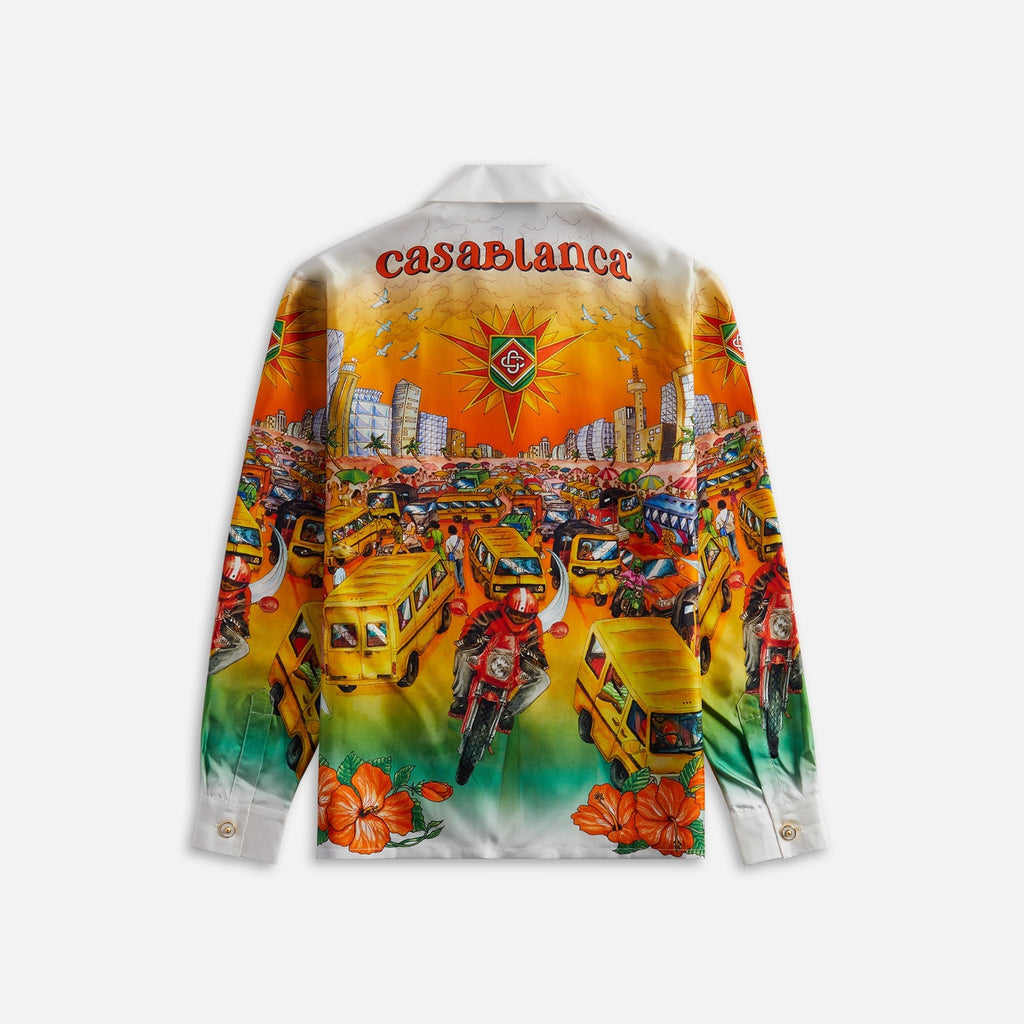Casablanca Cuban Collar Long Sleeve Shirt - Traffic
