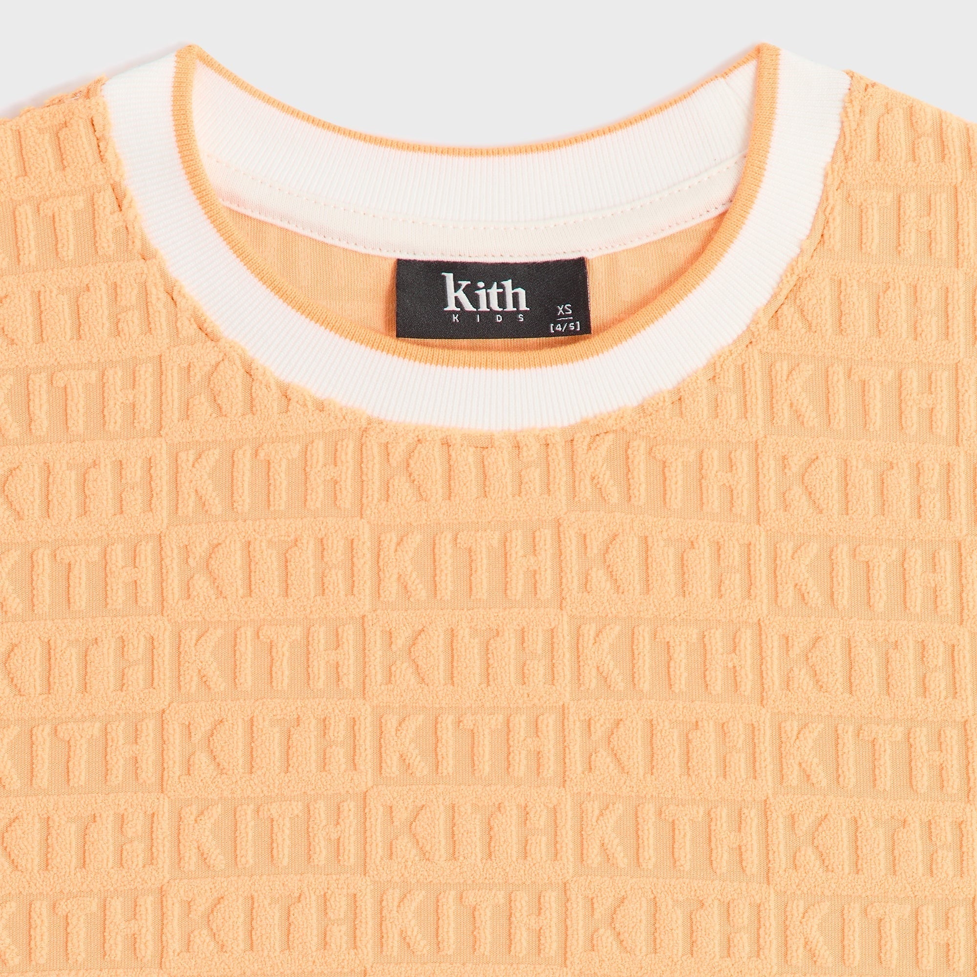 Kith Kids Textured Monogram Fei Cropped Tee - Sorbet