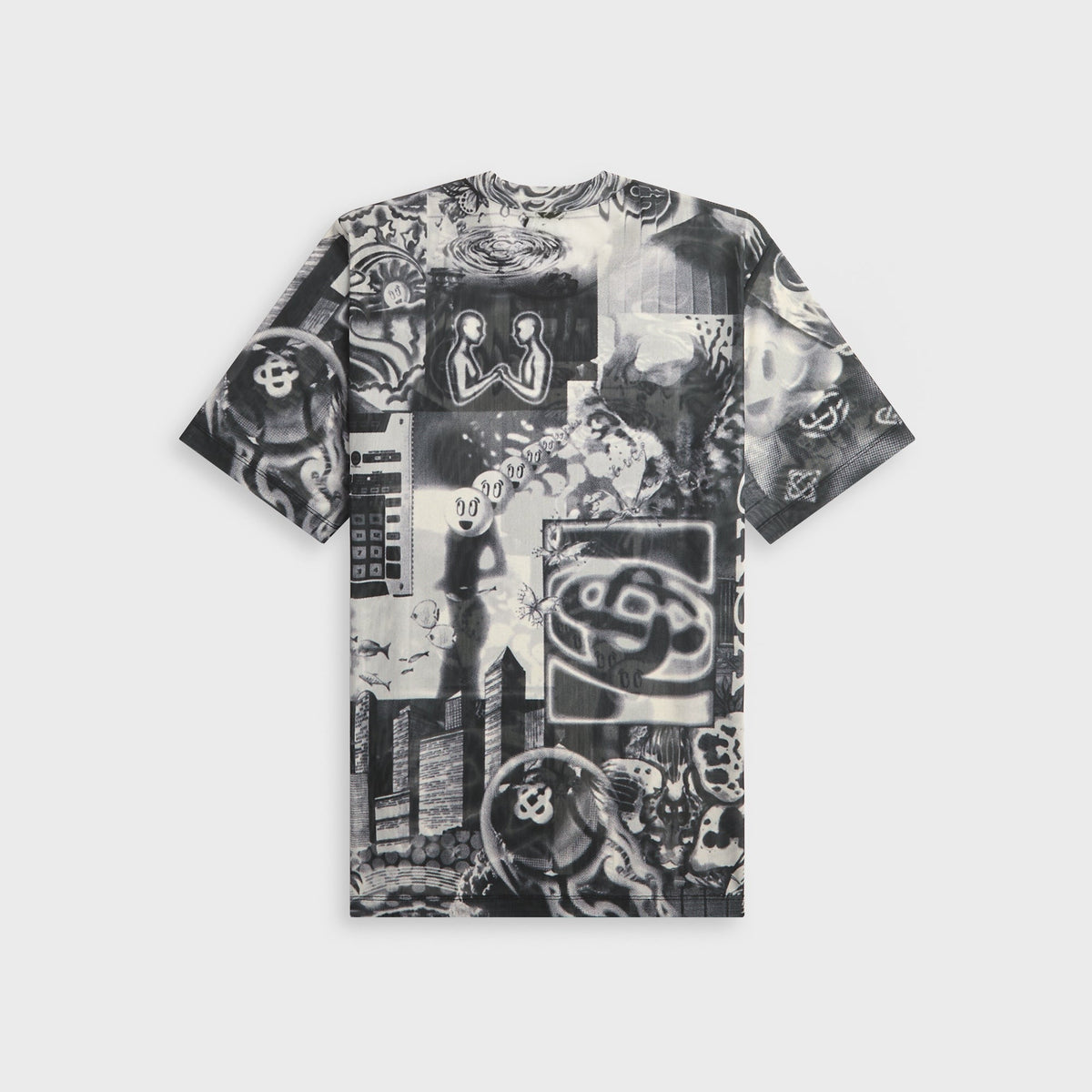 Casablanca Rave Collage Short Sleeve Mesh Tee - Black / White